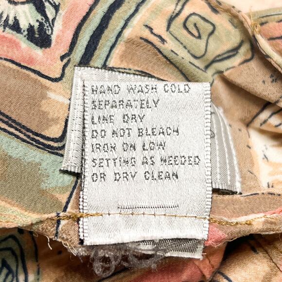 Vintage 90s Jacqueline Ferrar Geometric Print Faux Wrap Silk Maxi Skirt Boho - Picture 6 of 7